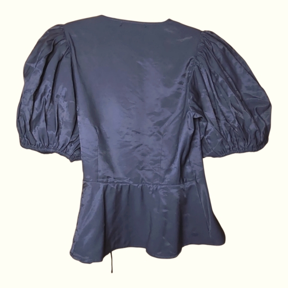 NWT IDEM DITTO Black Puff Sleeve Knit Wrap Top Size Medium‎ - Picture 6 of 7